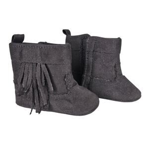 RISING STAR BABY GRAY HIGHTOP BOOTS WITH FRING ON SIDES - SIZE 3-6 MONTHS